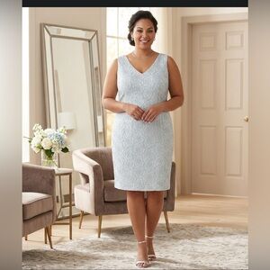 Lane Bryant Blue Rose Pattern Shift Dress size 18 NWT SLEEVELESS V-neck